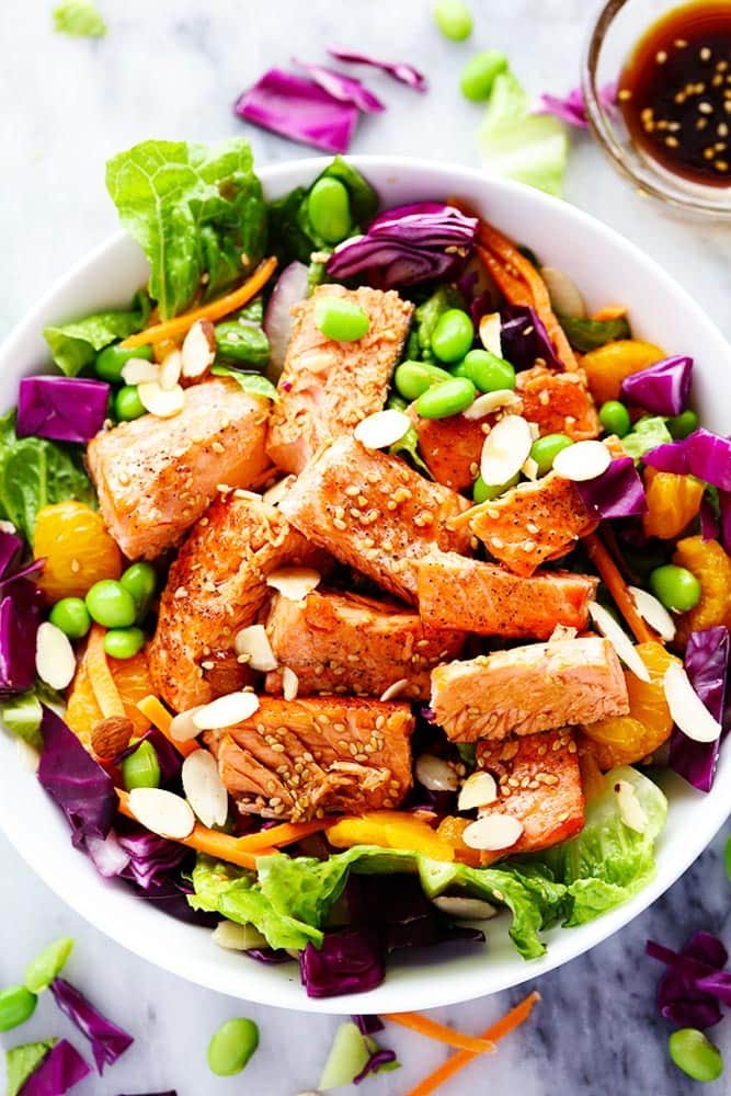 Asian Pan Seared Salmon Salad