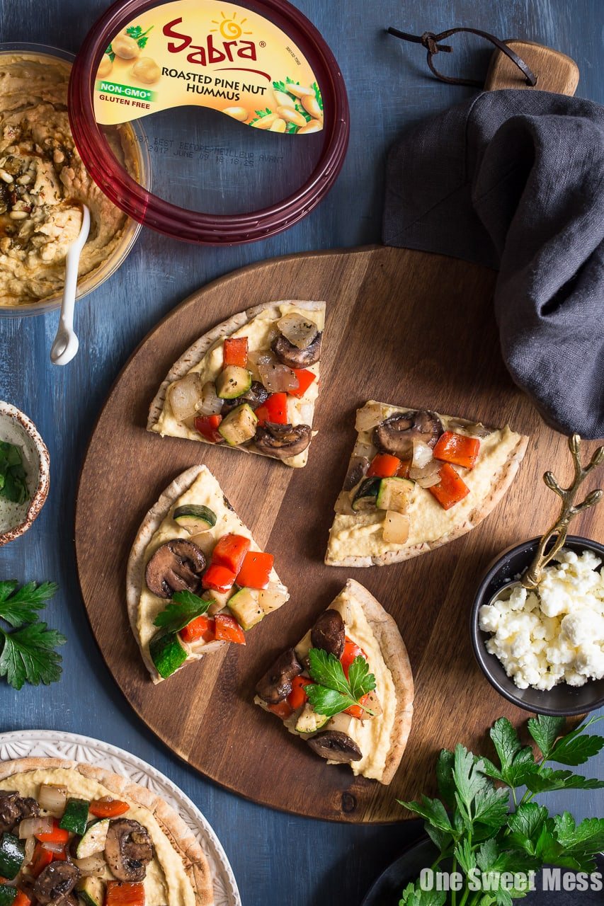 Mediterranean Grilled Veggie Pita Pizza