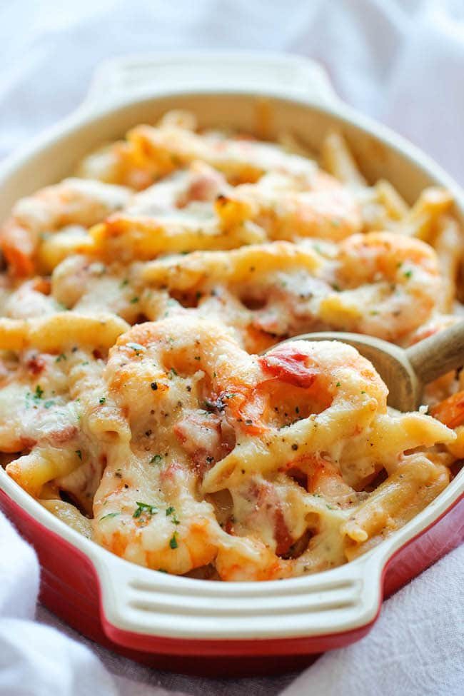 Shrimp Alfredo Pasta Bake
