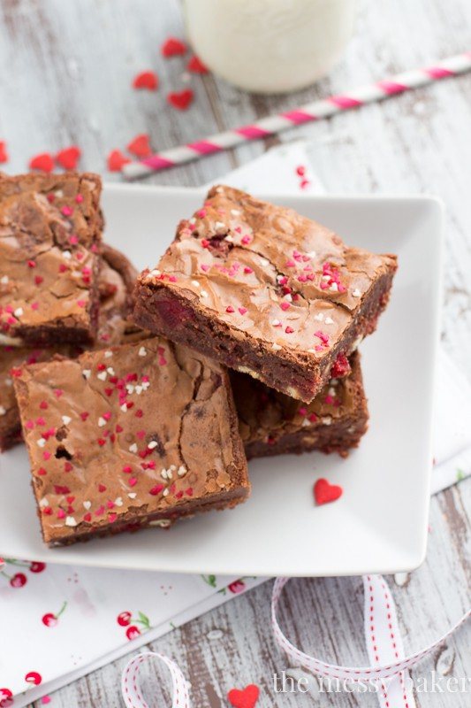 White Chocolate Cherry Brownies | themessybakerblog.com