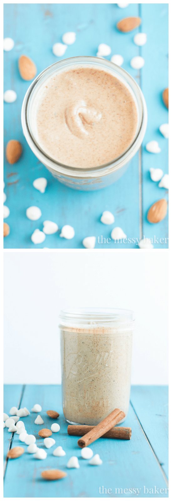 White Chocolate Cinnamon Almond Butter | www.themessybakerblog.com