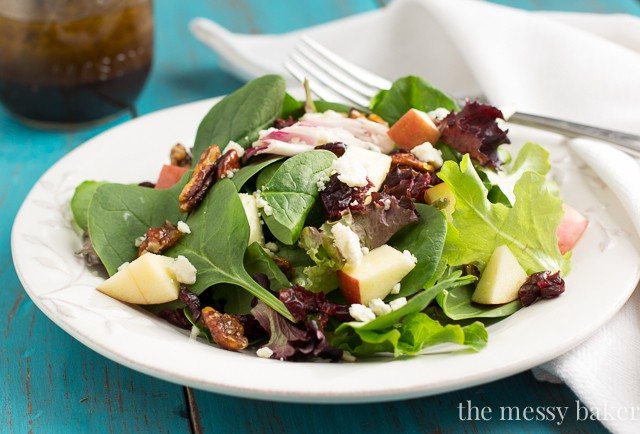 Winter Salad with Pomegranate Balsamic Vinaigrette from www.themessybakerblog.com