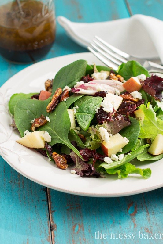 Winter Salad with Pomegranate Balsamic Vinaigrette from www.themessybakerblog.com