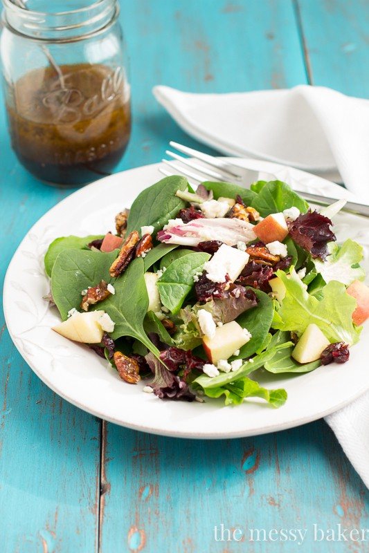 Winter Salad with Pomegranate Balsamic Vinaigrette from www.themessybakerblog.com