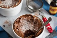 Amaretto Glazed Chocolate Almond Soufflés