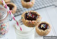 Birthday Cake Confetti Cookie Cups with Velvety Nutella Ganache