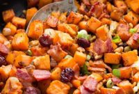 Golden Sweet Potato Hash with Cranberries and Walnuts