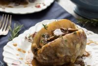 Loaded Baked Potatoes with Swiss and Mushroom Gravy
