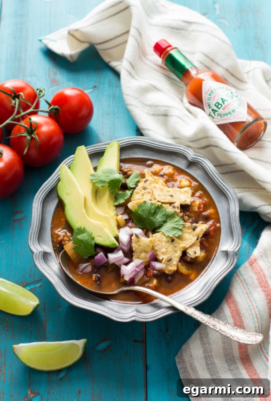 Assortment of fresh toppings for Chorizo Taco Soup