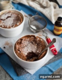 Finished Chocolate Almond Soufflé with Amaretto Glaze