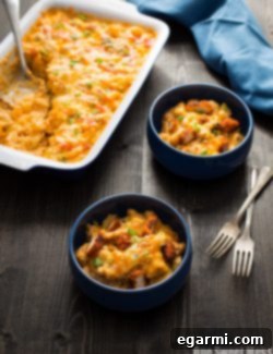 Finished Buffalo Chicken Mac and Cheese ready to serve