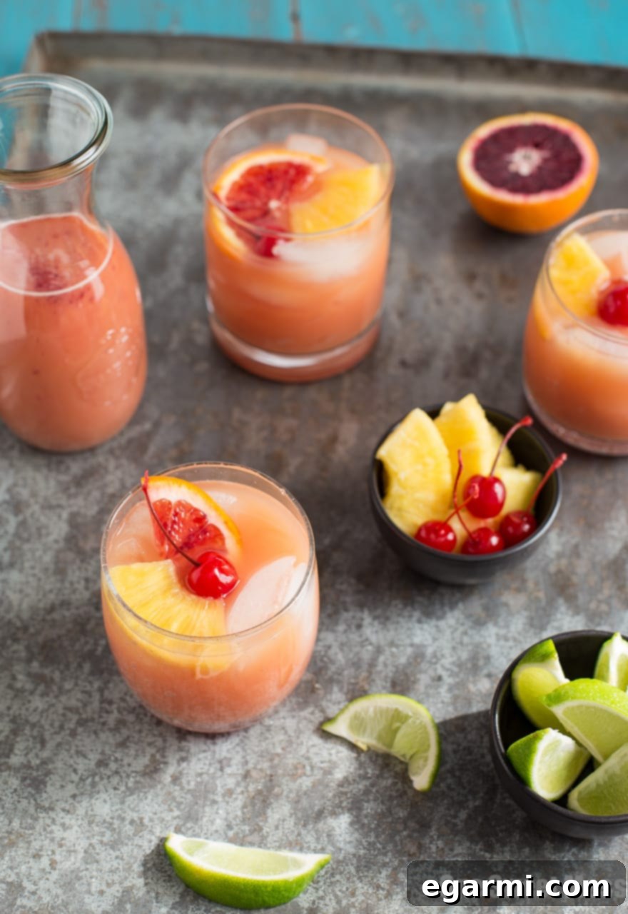Refreshing Blood Orange Coconut Mai Tai with citrus garnish