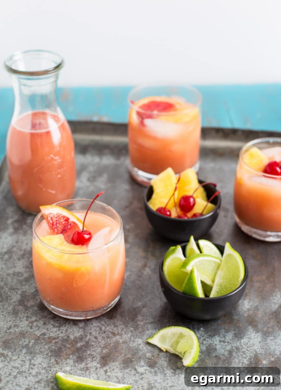 Blood Orange Coconut Mai Tai with a beautiful gradient