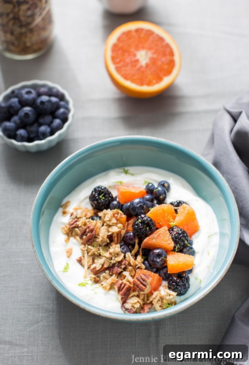 Vibrant Honey Lime Yogurt Bowl 3 Honey-Lime Fruit and Yogurt Bowl - Delicious ingredients waiting to be mixed