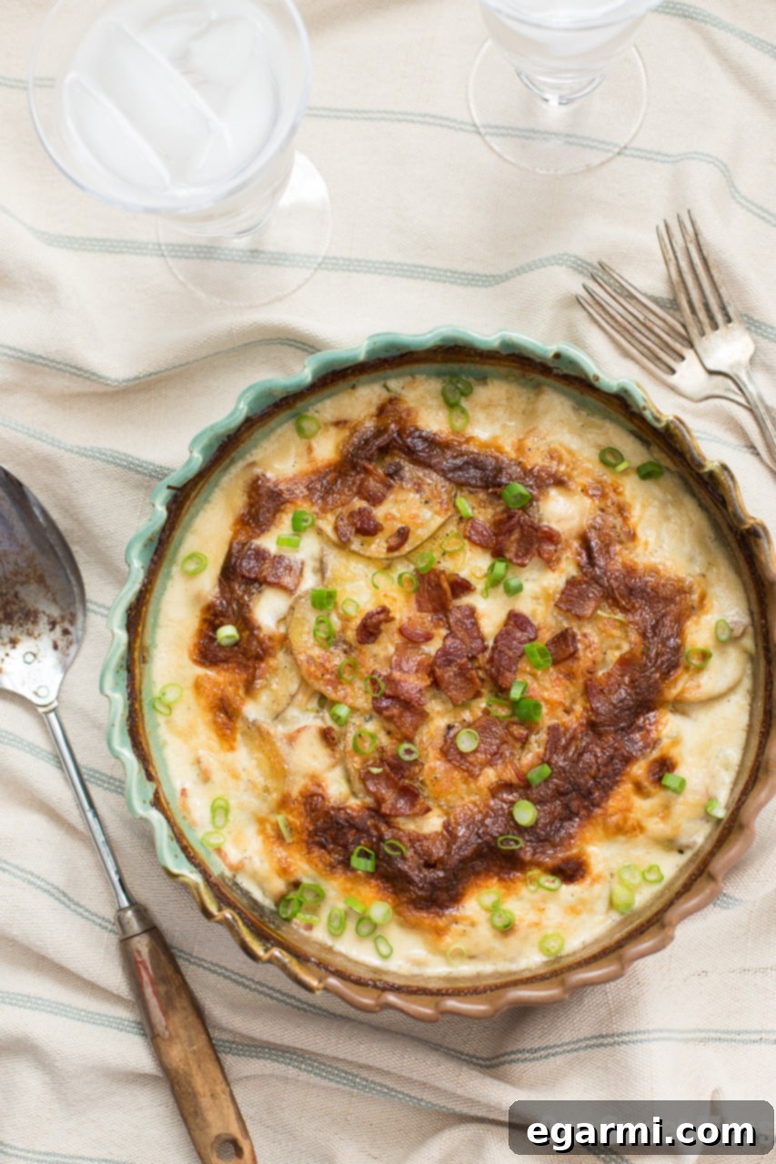 Rich Roasted Garlic, Bacon & Chive Au Gratin Potatoes: A Comfort Food Classic