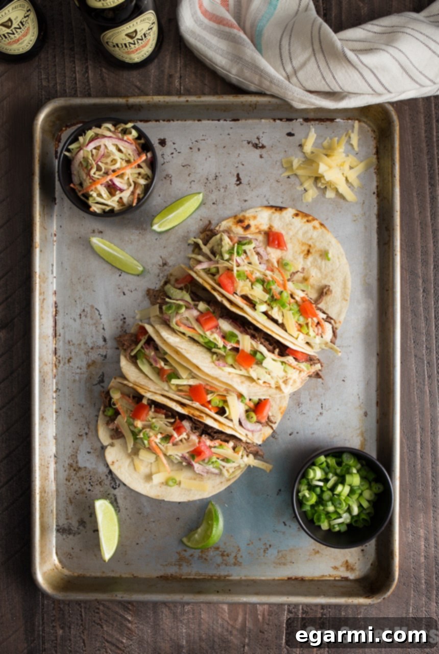 Zesty Mustard Slaw Shredded Beef Tacos 2 Guinness Shredded Beef Tacos with Mustard Slaw - A Culinary Delight