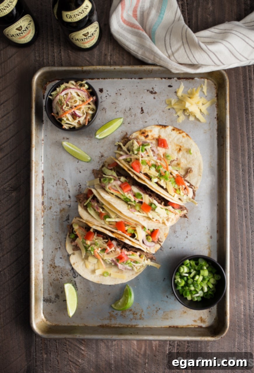 Zesty Mustard Slaw Shredded Beef Tacos 5 Guinness Shredded Beef Tacos with Mustard Slaw - Fresh Ingredients