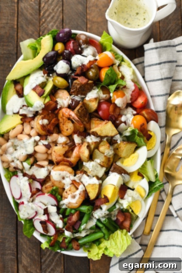 Mega Chopped Salad with Shrimp and Roasted Potatoes Recipe