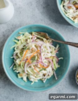 Final plated Lemon Dill Coleslaw