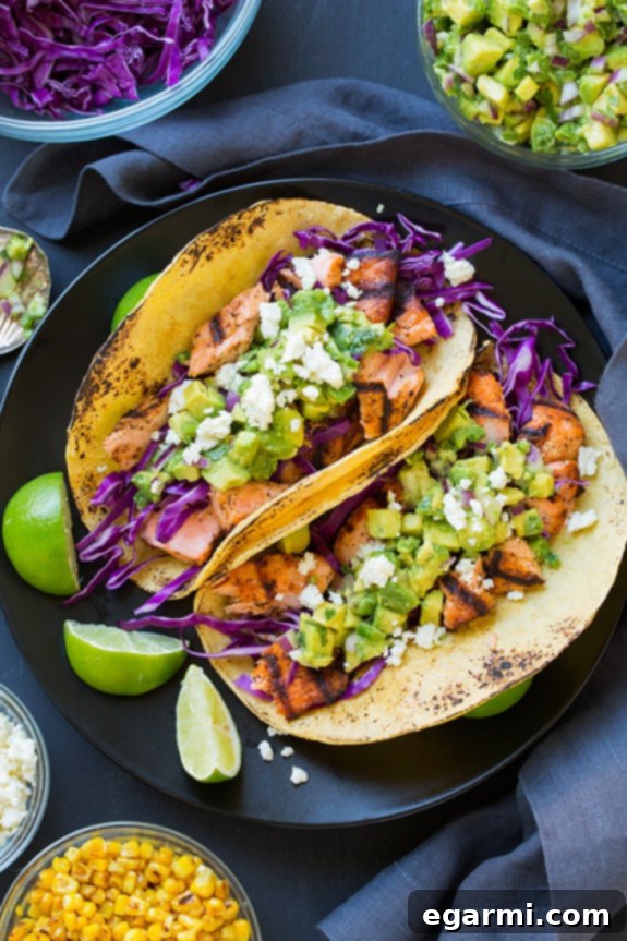 Salmon Tacos with Avocado Salsa