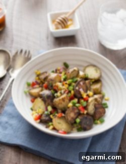 Finished Grilled Potato Salad with Honey Chipotle Vinaigrette