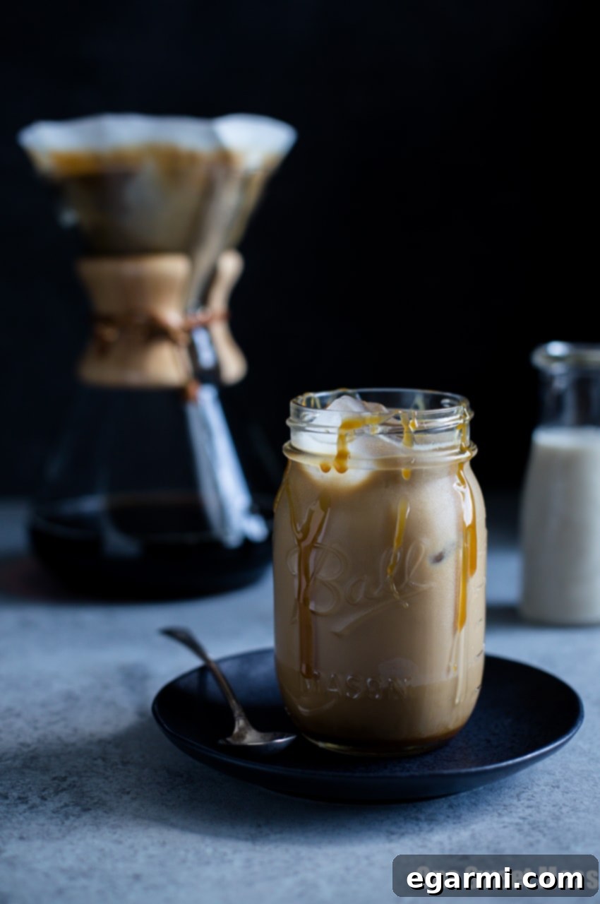 Making Spiked Salted Caramel Iced Coffee