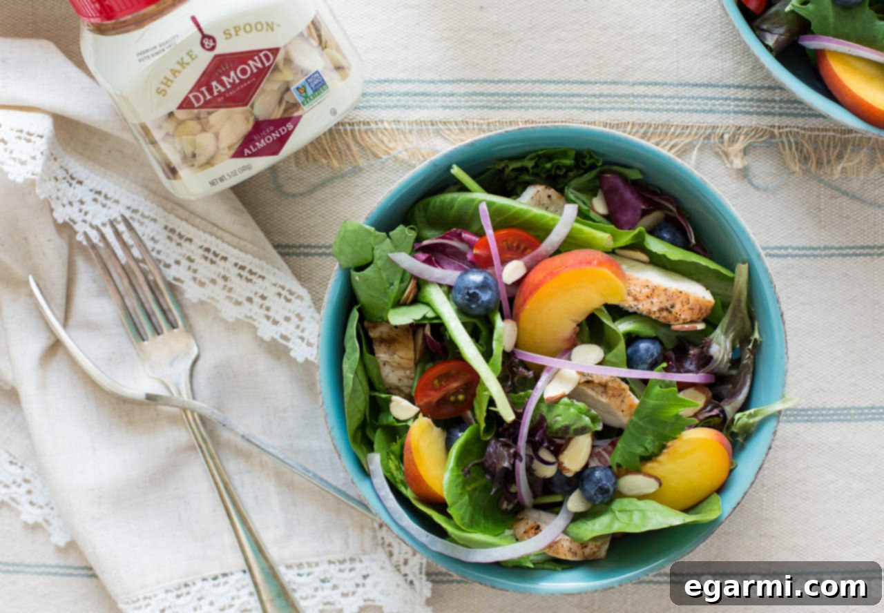 Grilled Chicken & Peach Salad with Honey Peach Vinaigrette