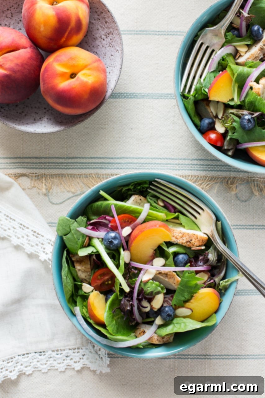 Grilled Chicken & Peach Salad with Honey Peach Vinaigrette