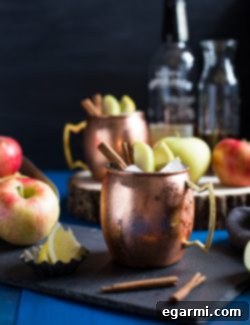 Finished Apple Pie Mule cocktail with garnishes