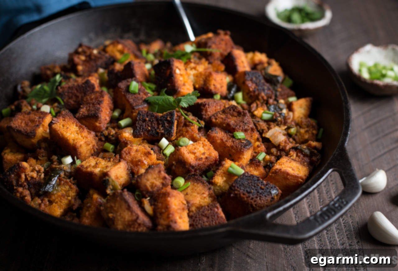 Spicy Roasted Poblano Chorizo Cornbread Stuffing 4 Hatfield Chorizo Ground Sausage, ready for delicious recipes