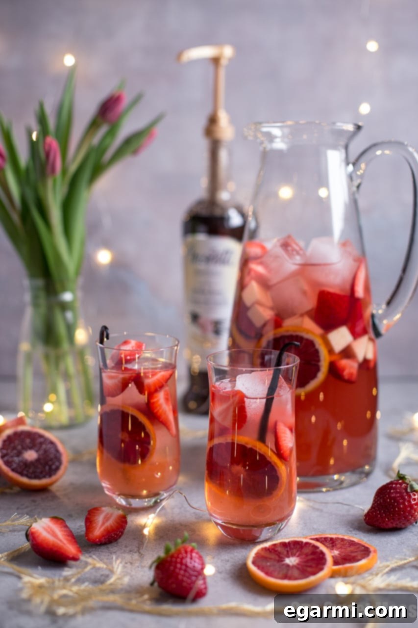 Velvet Citrus Rosé Sangria 2 Blood Orange Vanilla Bean Rosé Sangria, perfect for Valentine's Day celebrations