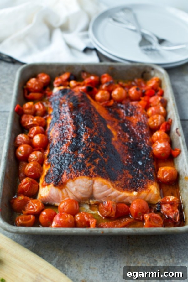 Tomato Butter Roasted Salmon with Cherry Tomatoes