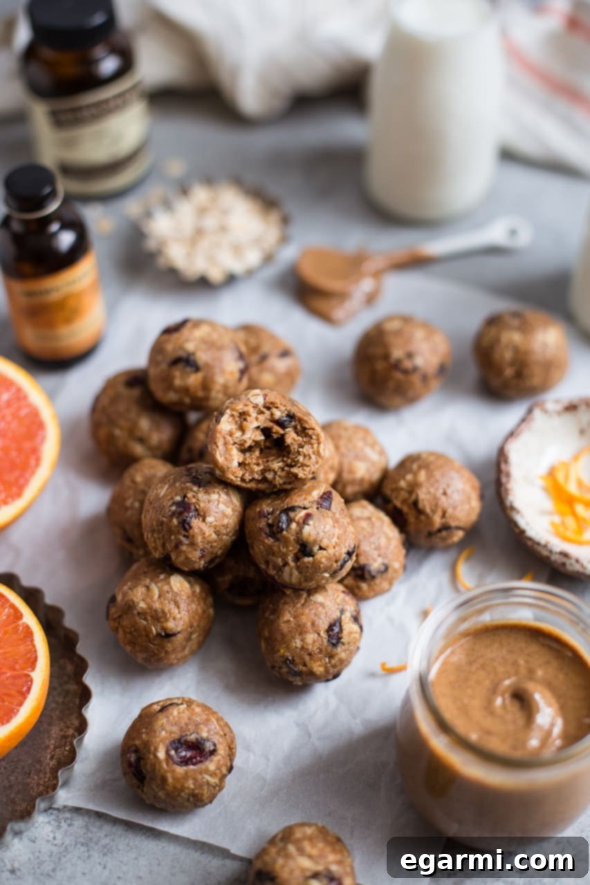 Healthy Cranberry Orange Oatmeal Energy Bites