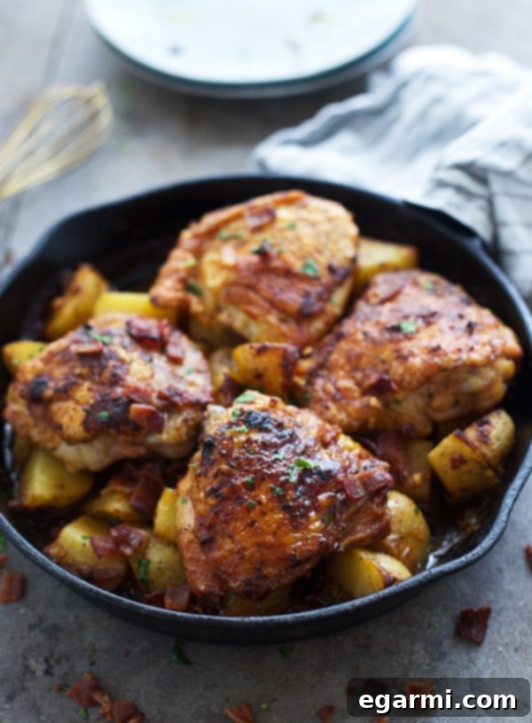 Braised Dijon Chicken and Potatoes — a hearty, comforting meal perfect for a Monday evening.