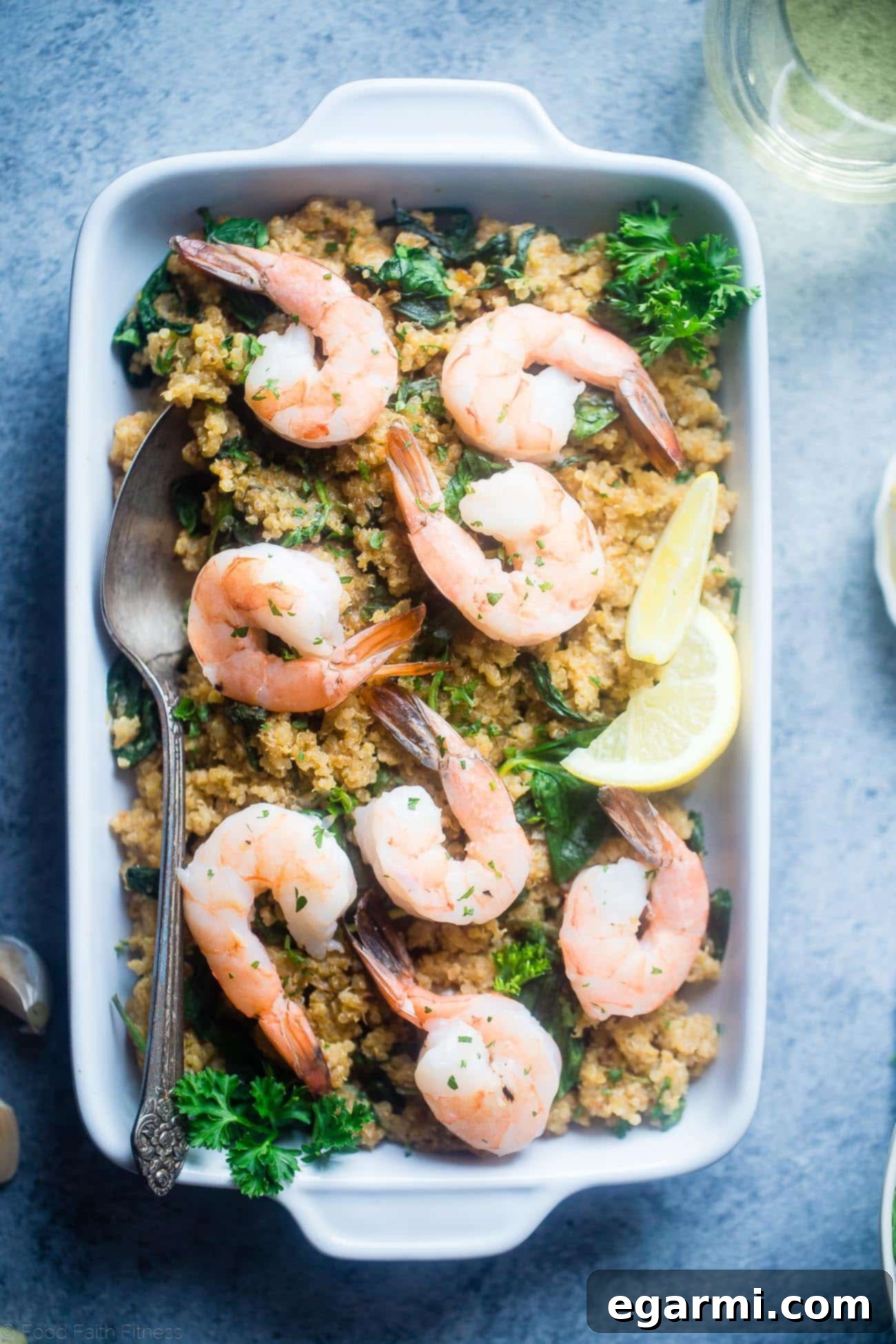 Slow Cooker Garlic Butter Shrimp and Quinoa - An effortless and healthy Tuesday dinner option