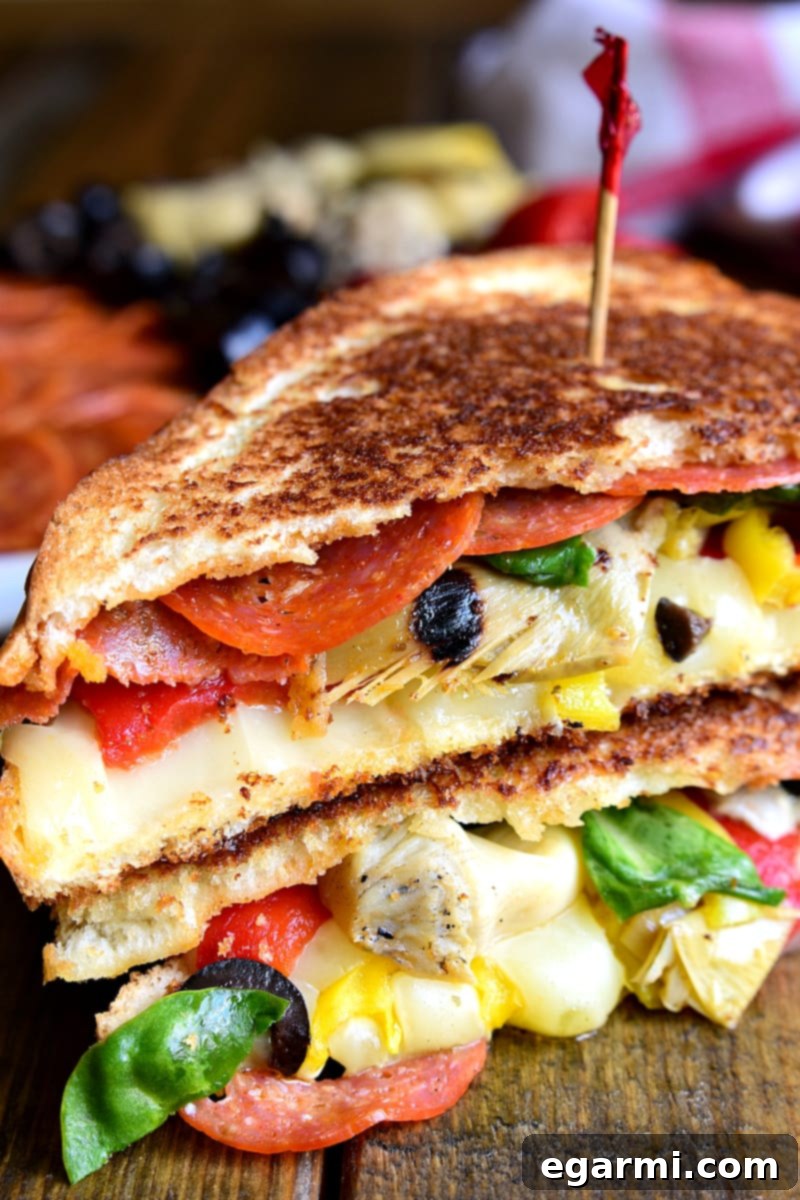 Antipasto Grilled Cheese Sandwich - The ultimate comfort food with an Italian twist for Friday dinner