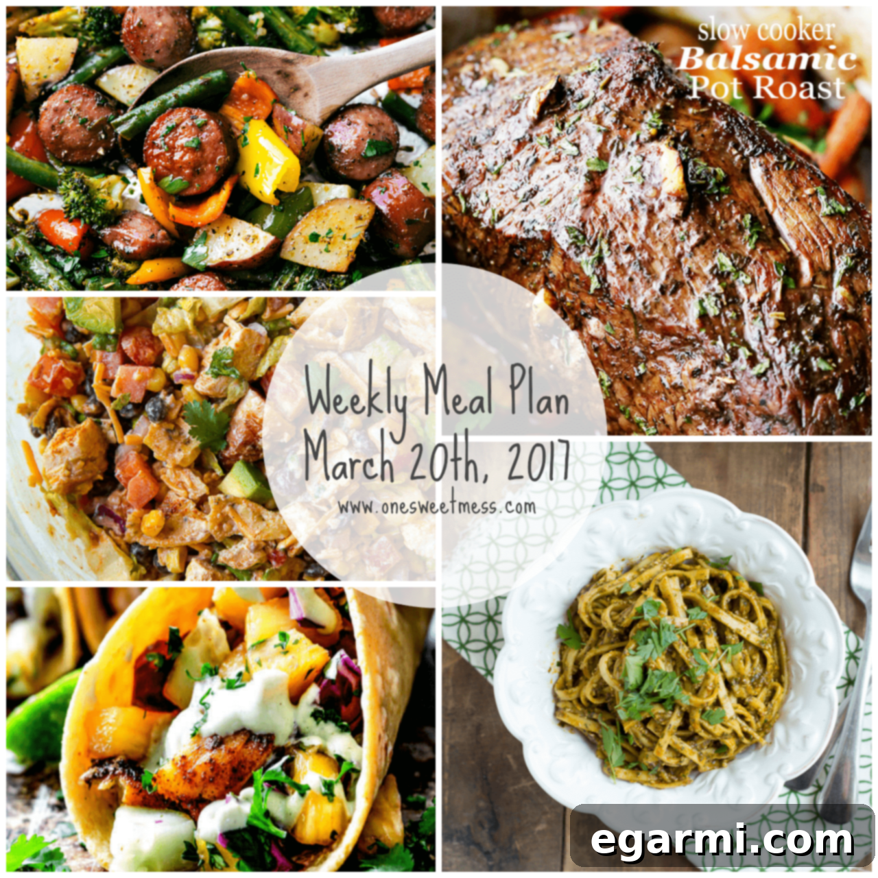 Week of March 20th, 2017 Weekly Meal Plan + Printable Grocery List