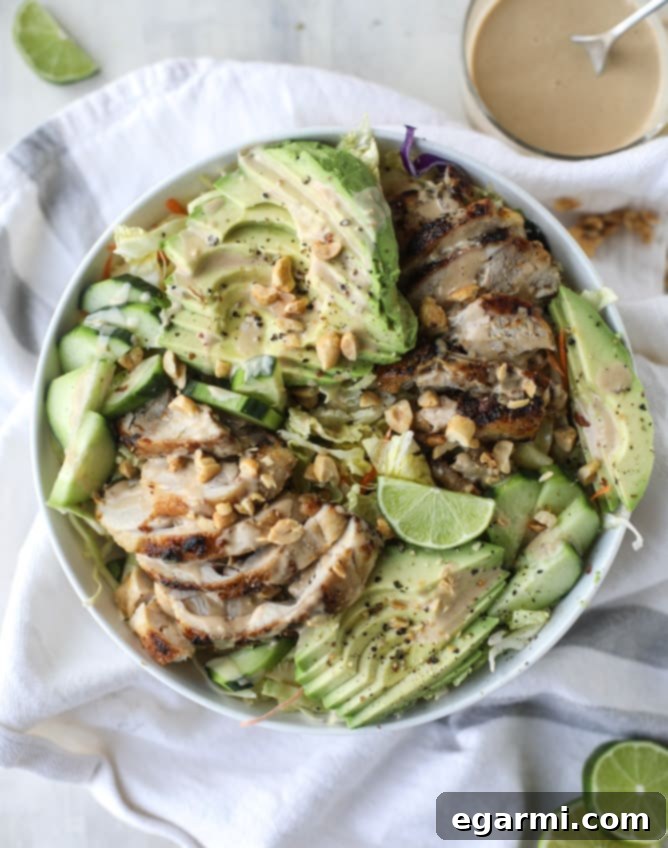 Chicken Avocado Salad with Peanut Dressing - A Flavorful and Filling Meal