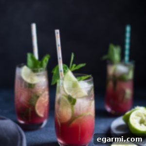 Delicious Pineapple Cranberry Mojito cocktail, ready to be enjoyed
