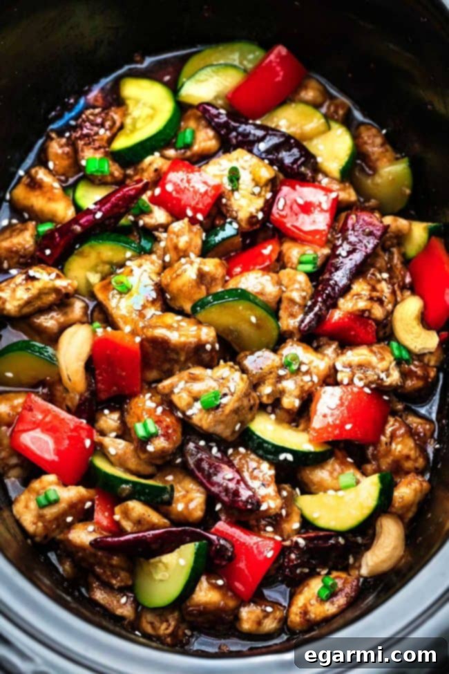 Delicious Slow Cooker Kung Pao Chicken, a convenient and flavorful Asian-inspired dish for stress-free cooking