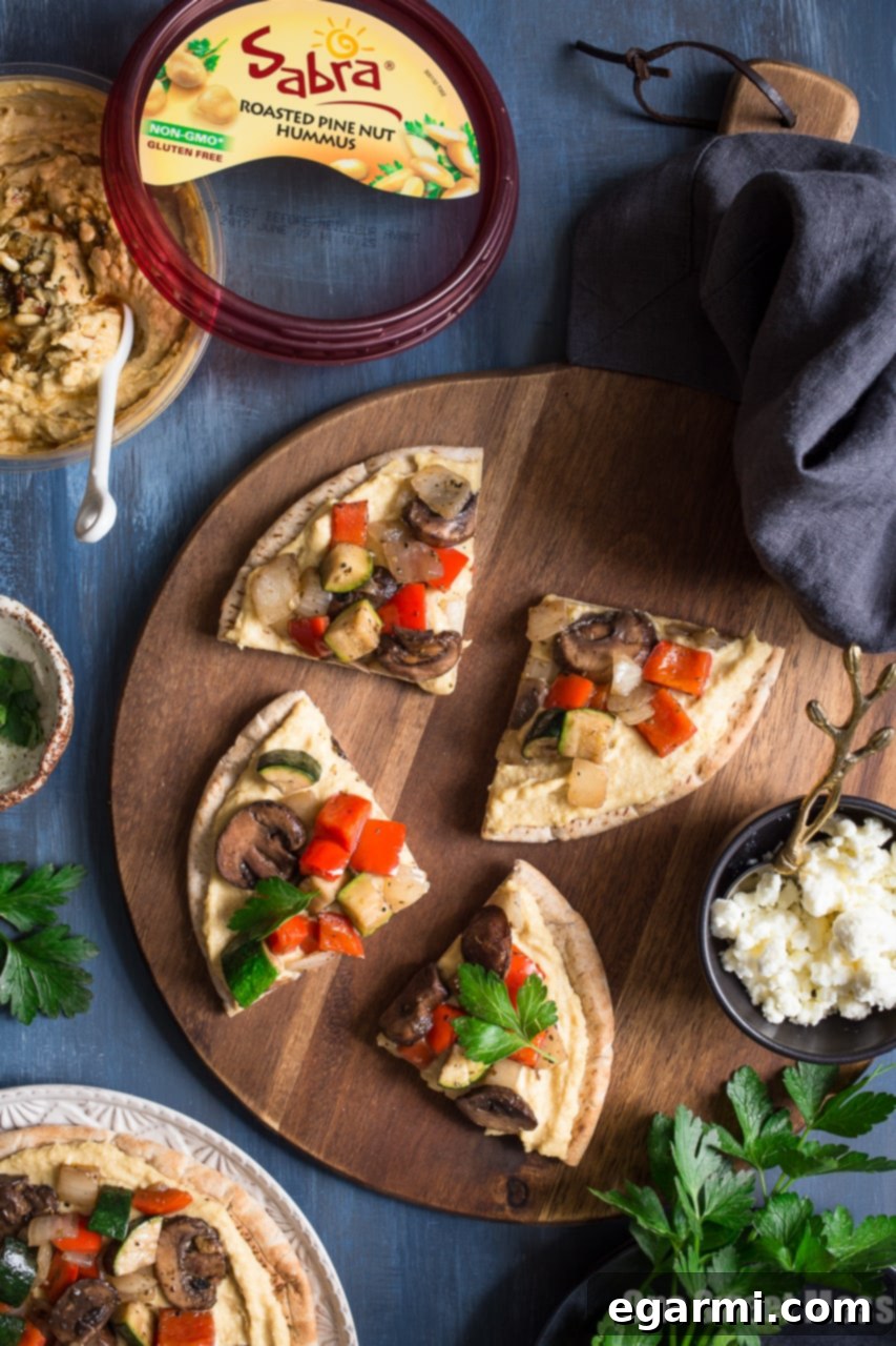Mediterranean Grilled Veggie Pita Pizza - A healthy and delicious vegetarian pizza