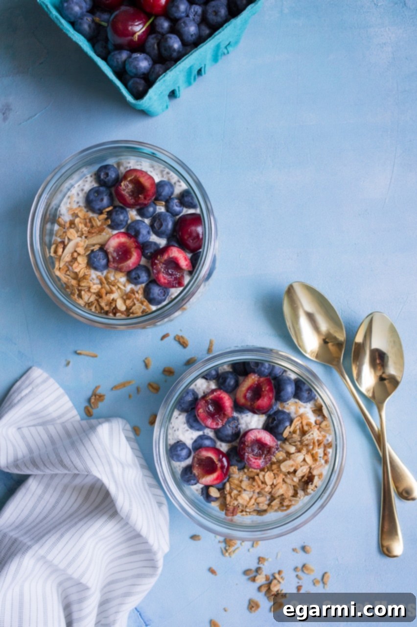 Simply Vanilla Gluten-Free Vegan Chia Pudding 3 This Very Vanilla Chia Pudding is gluten-free, vegan-friendly, naturally sweetened, and high in protein. It's a great on-the-go healthy breakfast option.