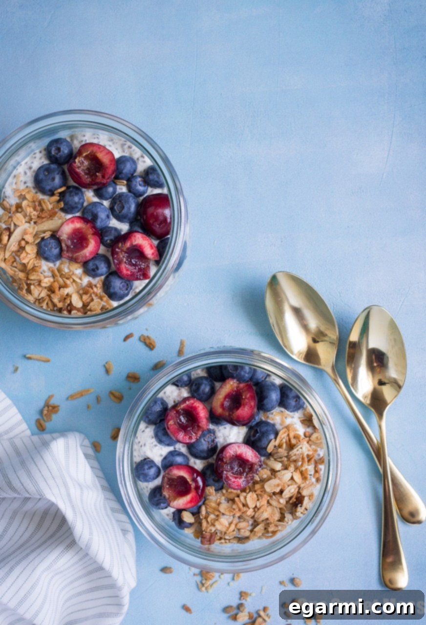 Simply Vanilla Gluten-Free Vegan Chia Pudding 7 This Very Vanilla Chia Pudding is gluten-free, vegan-friendly, naturally sweetened, and high in protein. It's a great on-the-go healthy breakfast option.