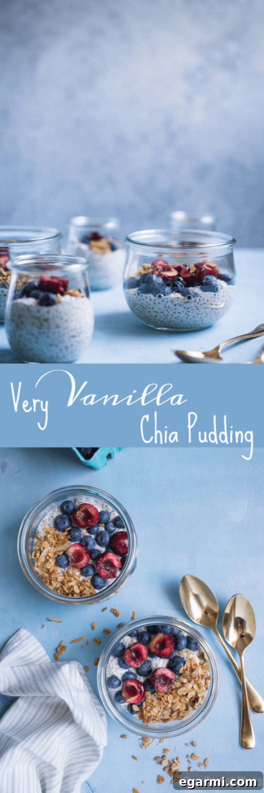 Simply Vanilla Gluten-Free Vegan Chia Pudding 9 This Very Vanilla Chia Pudding is gluten-free, vegan-friendly, naturally sweetened, and high in protein. It's a great on-the-go healthy breakfast option.
