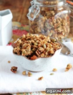 A delicious bowl of homemade Pumpkin Apple Butter Granola