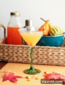 Final presentation of the Candy Corn Martini