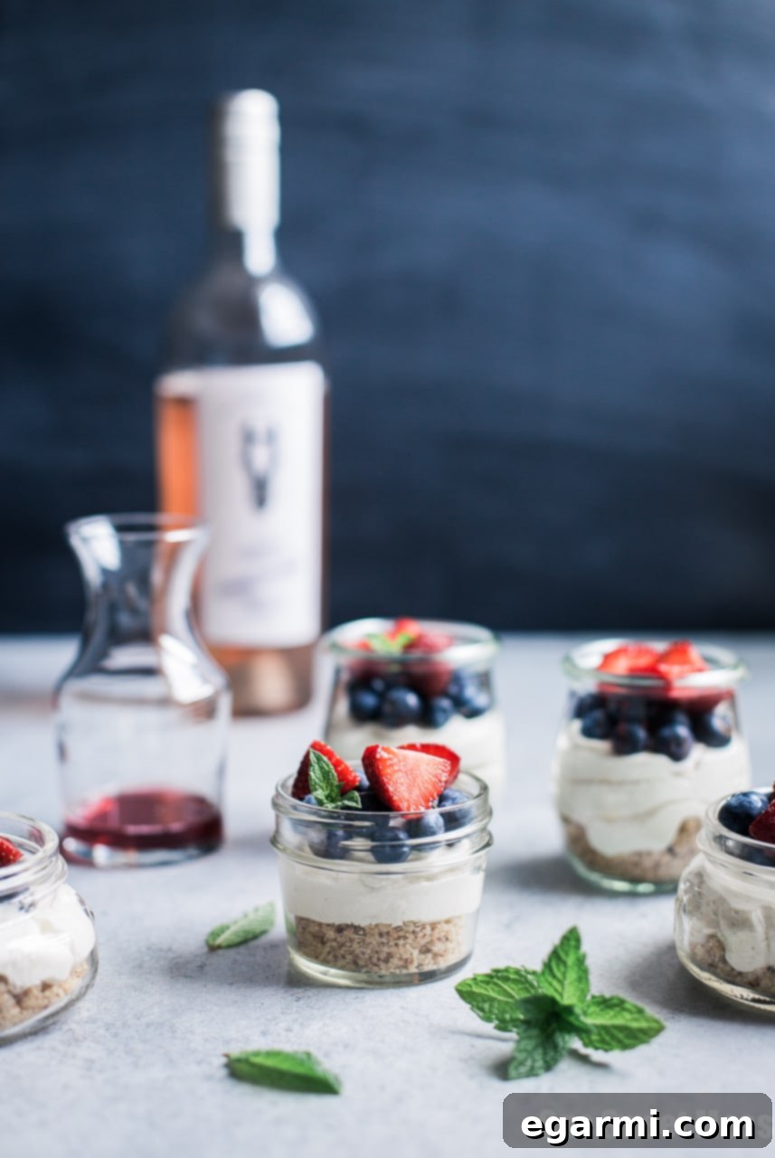 No-Bake Lemon Cheesecake with Rosé Glazed Berries