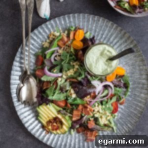 BLT Salad with Grilled Corn and Avocado Ranch Dressing