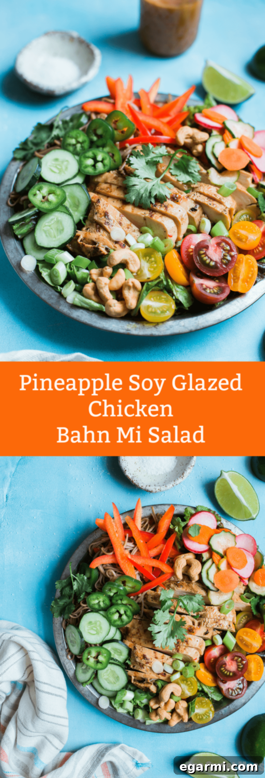 Bahn Mi Chicken Salad with Pineapple Soy Glaze 9 Pineapple Soy Glazed Chicken Bahn Mi Salad with Peanut Dressing