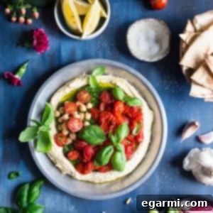Basil Pesto Hummus with Roasted Cherry Tomatoes